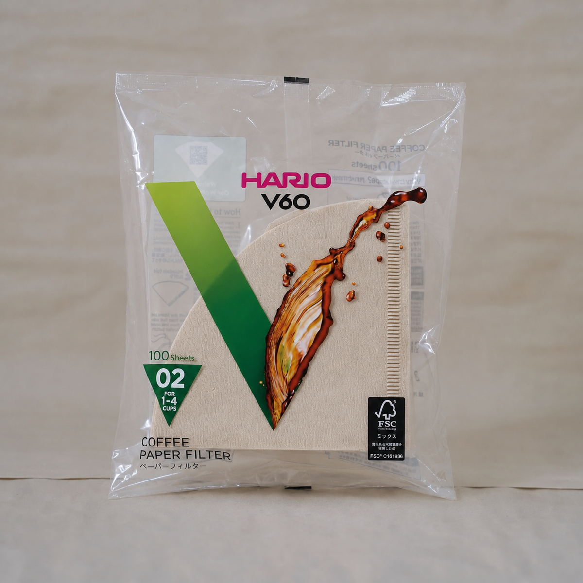 Hario V60 coffee paper filter 02 Natural 100 pcs.
